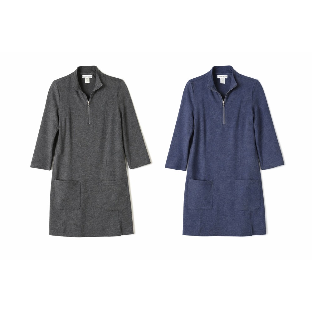 BUNDLE of 2 Northstyle Dress Gray + Blue Quarter Zip Tunic Stretch Pocket Neutra